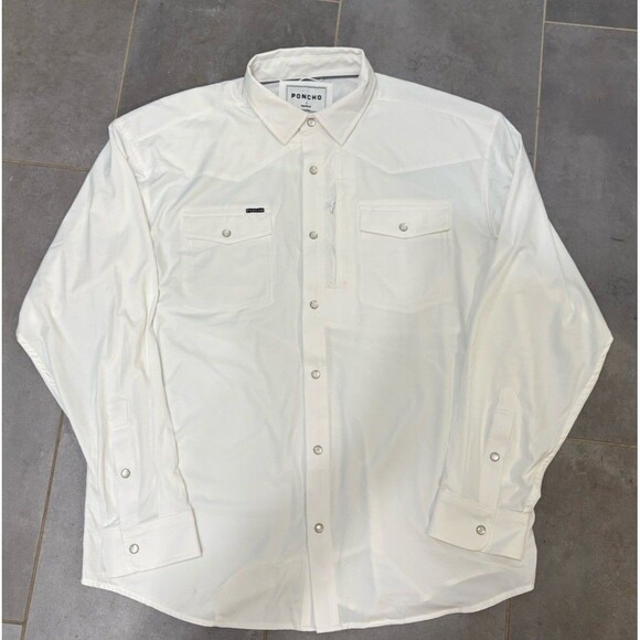 Poncho Other - PONCHO White Long Sleeve Pearl Snap Shirt Regular Fit L